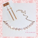 ★SALE 天然ピンクシェルのネックレス＆ピアス／イヤリングＳＥＴ