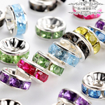 SALE！750円→698円！【8mm100個入り】Mixカラーラインストーン スペーサー ビーズ ロンデル 8mmサイズ パーツ ハンドメイド資材★森の雑貨屋さん★
