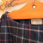 RickRack ボートネックブラウス 　起毛コットン　ネイビーチェック　ML
