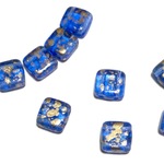 サファイアブルー・ゴールド＊square10個チェコガラスビーズ6mm