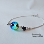 アクアガラスとオニキスのブレスレット