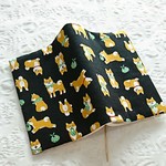 《再販》ふろしき柴犬のブックカバー☆ブラック(文庫本size)