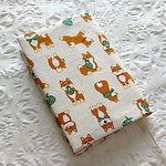 ふろしき柴犬のブックカバー☆アイボリー(文庫本size)