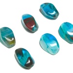 パライバブルー＊ツイストmarble・8粒10×6mmチェコガラスビーズ