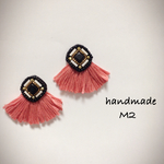再販25♡チェコビーズ&ビーズ刺繍のフリンジピアス♡ピンク    
