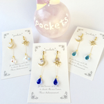 【再販】月&星 スワロ揺れるイヤリング/ピアス