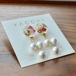 コットンパールが揺れるスターチスのイヤリング