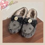 ワンサイズSALE【L】ドット柄モカシンシューズ