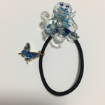 プードルとドライフラワー☆バタフライ☆ヘアゴム☆ハンドメイド