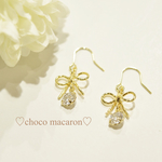 リボン୨୧とジルコニアのピアス＆イヤリング