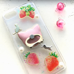 ＊猫といちご＊ 選べる スマホリング スマホケース GALAXY/Xperia iPhoneケース iPhone8/plus iPhoneX/SE iPhone7/6