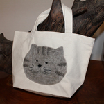 【グレーの虎猫羊毛トートバック】　猫トート　アメショ