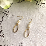 淡水パールとオーバルリングのピアス/ノンホールピアス