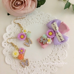 親子でお揃い春色ベビーアンドキッズヘアクリップ&ママピアス（ピンク）