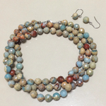 ［ご注文品］空と土の色のロングネックレス とピアス