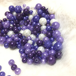 アウトレット大容量100ｇ☆貫通穴☆樹脂パール☆パープルミックス☆6.8.10mm☆両穴