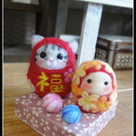 ＊ねこだるまちゃん＆だるまちゃん　置物＊