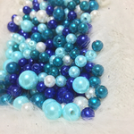 アウトレット大容量100ｇ☆貫通穴☆樹脂パール☆ブルーミックス☆6.8.10mm☆両穴