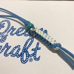 【送料無料】蓄光パラコードストラップ　ターコイズビーズ付[ペールブルー×蓄光ホワイト]