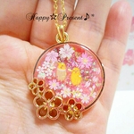 再販×5！桜🌸とインコの鮮やかピンクの華やかspringネックレス❤✨