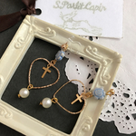 薔薇とハートのピアス*イヤリング・ブルー