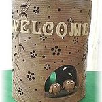 半額奉仕　陶器製「WELCOME」ランプシェード（大）星・梅