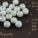 ◆ 送料無料　Retro Beads  Gold Line Milk Ball  30pcs  50-L ◆