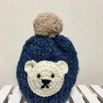 受注生産 kids❤︎白くまニット帽子 紺