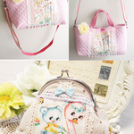 手刺繍大容量バック＆ガマ口ポーチセット！ひも調節可能☆
