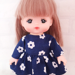 インディゴ 花柄×花柄 ワンピース メルちゃん