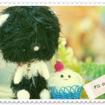 ★sale ★黒×白の色分けくまことモケモケオバケちゃんストラップ♪