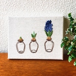 ヒヤシンス 刺繍 ファブリックパネル ブルー