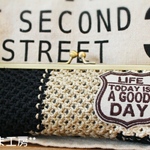 ブルックリン柄　ヘンプがま口ペン・メガネケース