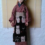 ジェニー昔風着物　赤い青海波　