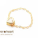 K16GP♥かわいいハート＆キュービックジルコニアチェーン♥Ring