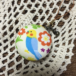 マカロンポーチ＊インコと花柄