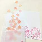 【透けるペーパーフレーク付き】ミニレターセット桜