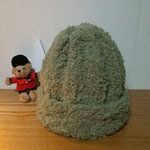 カーキのふわふわリブ編みニット帽