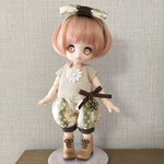 オビツ11サイズ　まるまるロンパース/ナチュラルストライプ