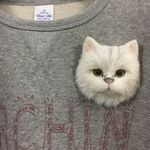 ふわふわ　猫ブローチ　羊毛フェルト