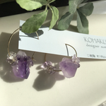 14Kgp  アメジスト ラフロックフープピアス