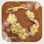後ろで結べる♡イエローフラワーのレースヘアバンド(ストレッチテープに変更可能）