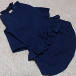 犬服 ドッグウェア 袖ありネイビーワンピ