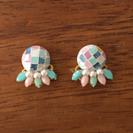 モザイクシェル×ビジュー×パールの耳飾り