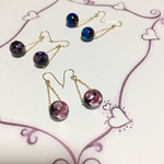 ピンク＆シルバー　トンボ玉のピアス