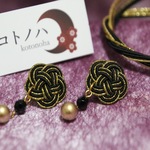 パール垂れ梅結び黒×黒金☆No.26