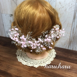 本物花 コロンと可愛いかすみ草 ピンク2種 髪飾り ヘッドピース