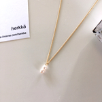 ダブルシルキーパールのシンプルネックレス