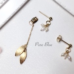 16KGP ✨ゆらゆらGold Leaf & 淡水パールのアシンメトリーピアス