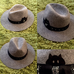【限定1点】スワロフスキー猫ちゃんアシンメトリーハット グレー